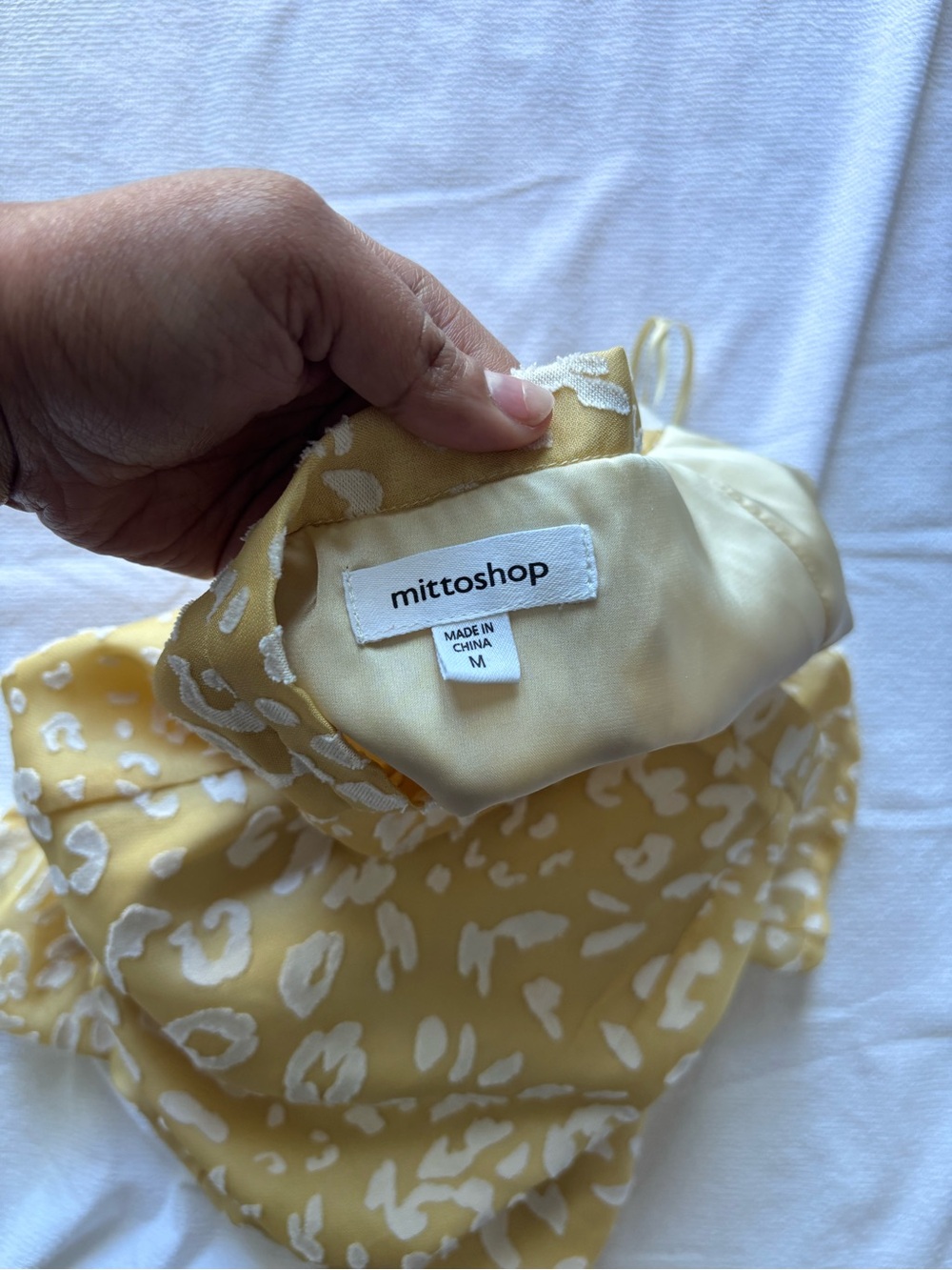 mittoshop Pale Yellow Satin Animal-Print Skirt